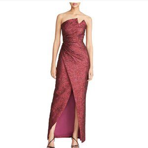 Theia Harmony Asymmetric Stretch Jacquard Gown NWT